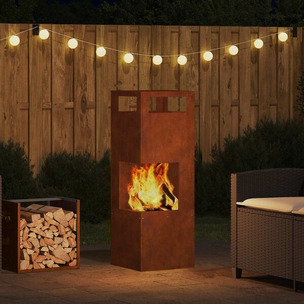 vidaXL Feuerstelle Braun 35 x 35 x 100 cm Stahl