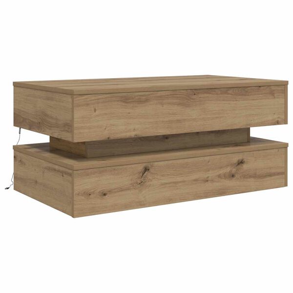 vidaXL Couchtisch mit LED-Leuchten Artisan-Eiche 90x50x40 cm