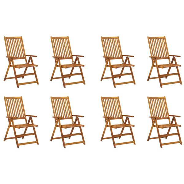 vidaXL Klappbare Gartenst&uuml;hle mit Kissen 8 Stk. Massivholz Akazie