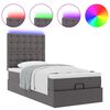 vidaXL Ottoman-Bett mit Matratze & LEDs Grau 90x200 cm Kunstleder