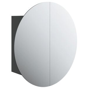 vidaXL Badezimmerschrank mit Rundem Spiegel & LED Schwarz 40x40x17,5cm