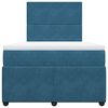 vidaXL Boxspringbett mit Matratze Dunkelblau 120x190 cm Samt