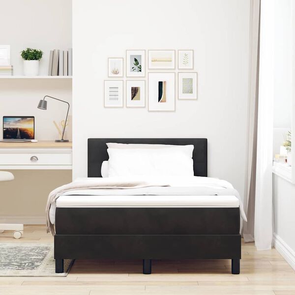 vidaXL LED Boxspringbett mit Matratze Schwarz 120 x 200 cm Samt