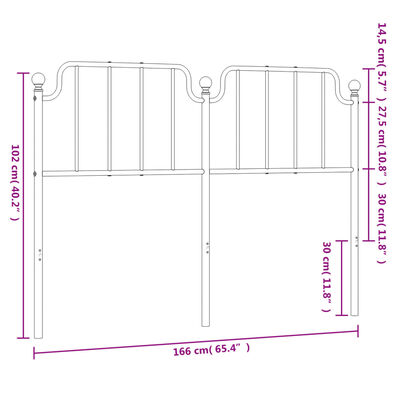 vidaXL Kopfteil Metall Weiß 160 cm