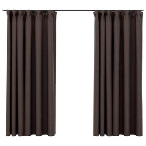 vidaXL Verdunkelungsvorh&auml;nge Haken Leinenoptik 2 Stk. Taupe 140x175 cm