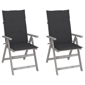 vidaXL Verstellbare Gartenst&uuml;hle 2 Stk. mit Auflagen Massivholz Akazie