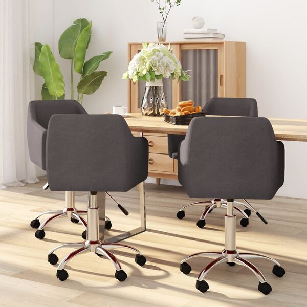 vidaXL Esszimmerst&uuml;hle 4 Stk. Drehbar Taupe Stoff