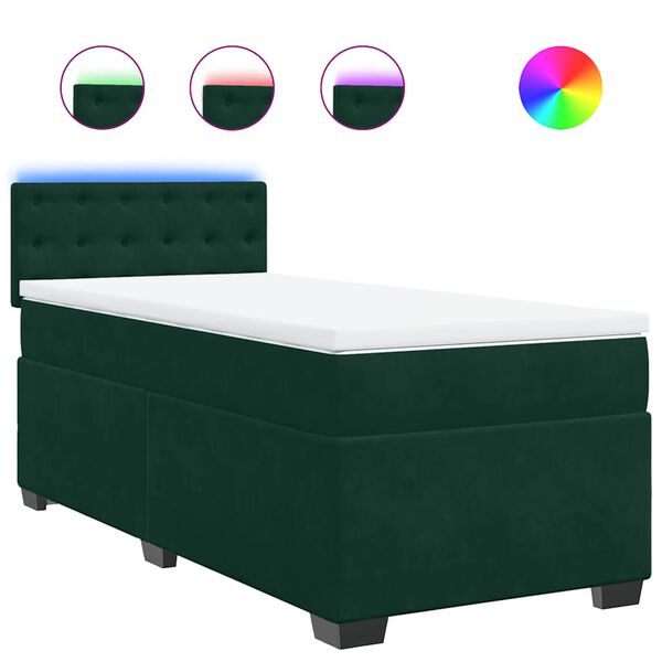 vidaXL Boxspringbett mit Matratze Dunkelgr&uuml;n 90x200 cm Samt