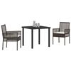 vidaXL Garten Essgruppe mit Kissen 3 pcs Braun Poly-Rattan