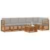 vidaXL Ecksofa Set 7 pcs Nat&uuml;rlich und Hellgrau Massivholz Akazie