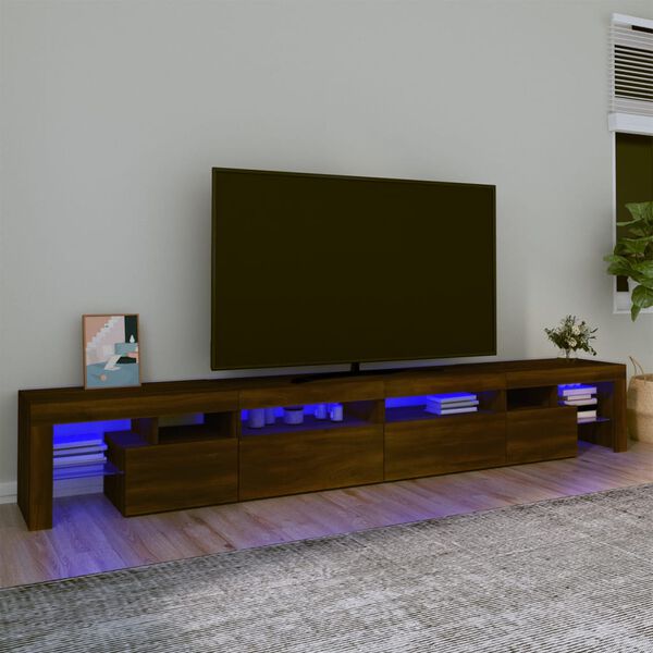 vidaXL TV-Schrank mit LED-Leuchten Braun Eichen-Optik 260x36,5x40 cm