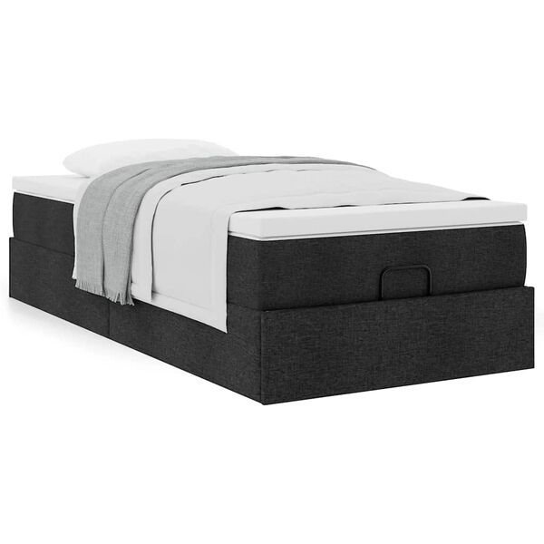 vidaXL Ottoman-Bett mit Matratze Schwarz 100x200 cm Stoff