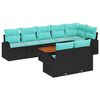 vidaXL Gartensofa-set 9 stk. Schwarz und T&uuml;rkis Poly-Rattan