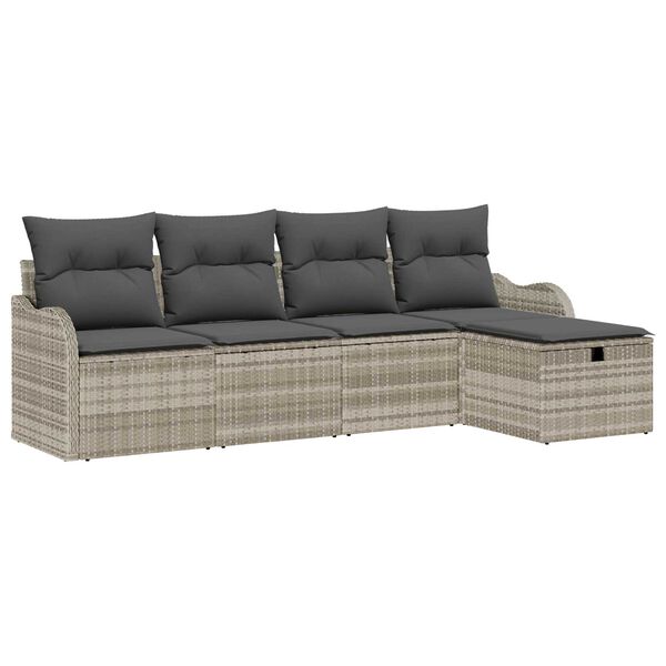 vidaXL Garten-Sofa-Set 5 pcs Hellgrau 231 x 117 x 85 cm Poly Rattan