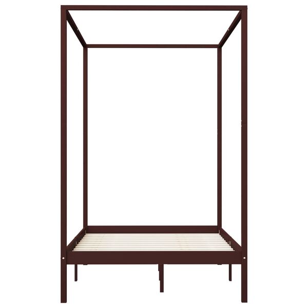 vidaXL Himmelbett-Gestell Dunkelbraun Massivholz Kiefer 120 x 200 cm
