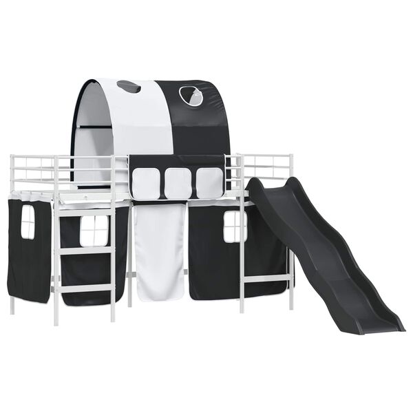 vidaXL Kinder-Etagenbett Wei&szlig; und Schwarz 90 x 190 cm Metall