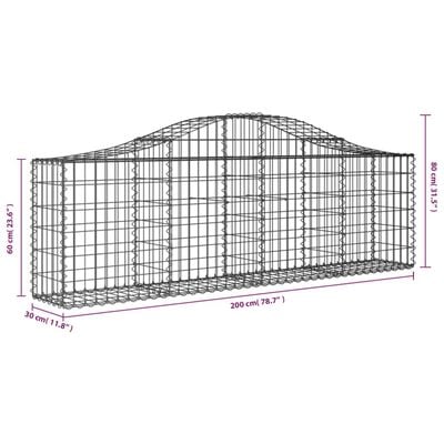 vidaXL Gabionen mit Hochbogen 5 Stk. 200x30x60/80 cm Verzinktes Eisen