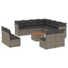 vidaXL 12-tlg. Garten-Sofagarnitur mit Kissen Grau Poly Rattan