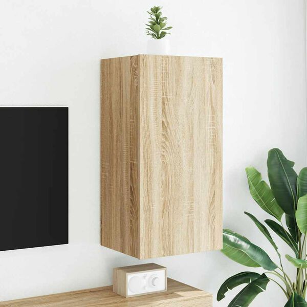 vidaXL TV-Wandschrank mit LED-Leuchten Sonoma-Eiche 40,5x35x80 cm