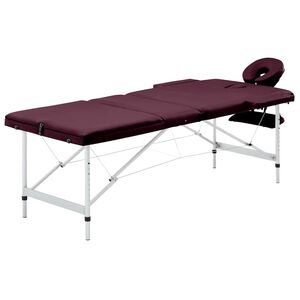 vidaXL Massagetisch Klappbar 3 Zonen Aluminium Dunkellila