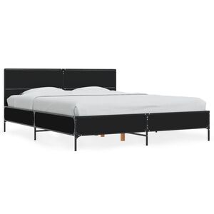 vidaXL Bettgestell Schwarz 150x200 cm Holzwerkstoff und Metall