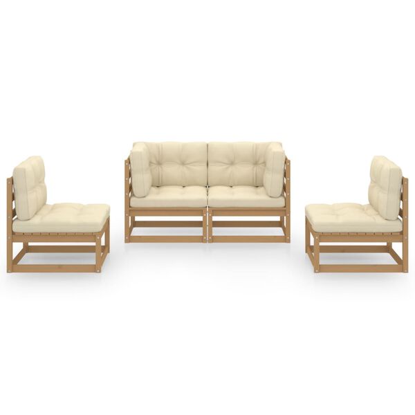 vidaXL 4-tlg. Garten-Lounge-Set mit Kissen Kiefer Massivholz