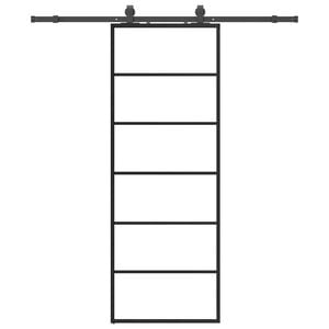 vidaXL Schiebet&uuml;r mit Beschlag Schwarz 76x205 cm ESG-Glas