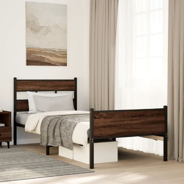 vidaXL Bettgestell ohne Matratze Braun Eiche 75x190 cm Holzwerkstoff