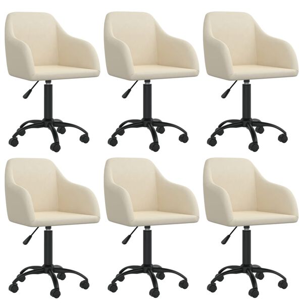 vidaXL Esszimmerst&uuml;hle 6 Stk. Drehbar Creme Samt