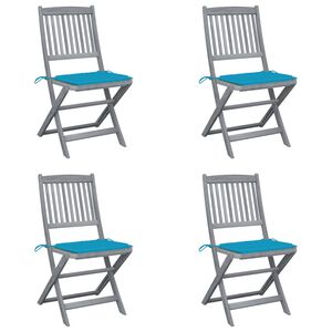 vidaXL Klappbare Gartenst&uuml;hle 4 Stk. mit Kissen Massivholz Akazie
