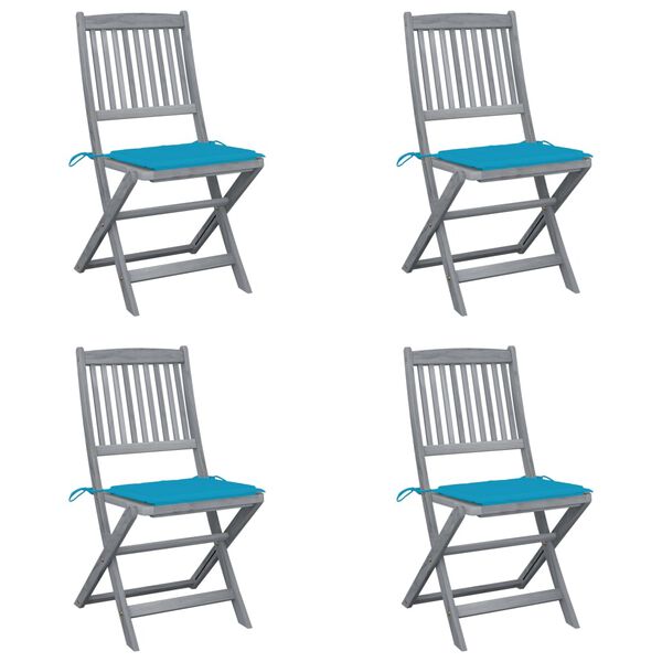 vidaXL Klappbare Gartenst&uuml;hle 4 Stk. mit Kissen Massivholz Akazie