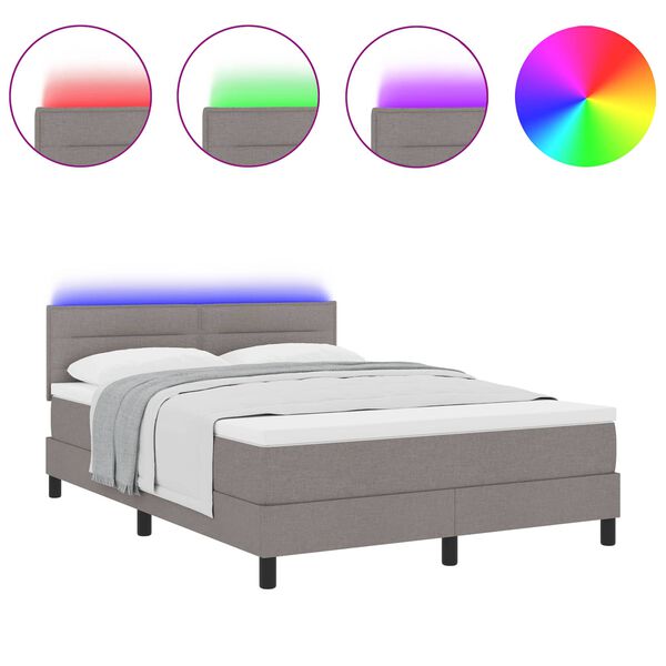 vidaXL Boxspringbett mit Matratze Taupe 140 x 200 cm Stoff