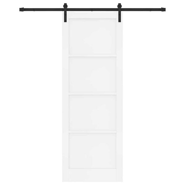 vidaXL Schiebet&uuml;r Wei&szlig; und Schwarz 83 x 232 cm Massives Kiefernholz