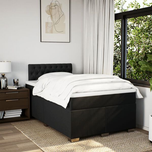vidaXL Boxspringbett mit Matratze Schwarz 120x190 cm Stoff