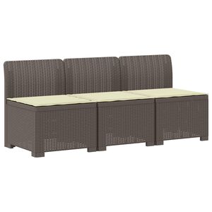 vidaXL 3-Sitzer Garten Sofa mit Kissen Rattan-Look PP Hellgrau