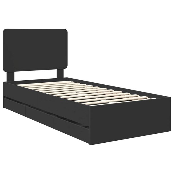 vidaXL Bettrahmen mit Schubladen Schwarz 90 x 200 cm Ingenieurs Holz