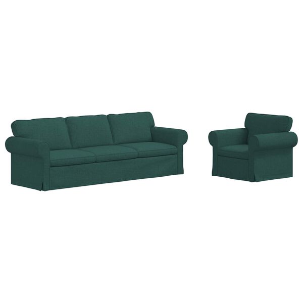 vidaXL Sofa 2 pcs Dunkelgr&uuml;n