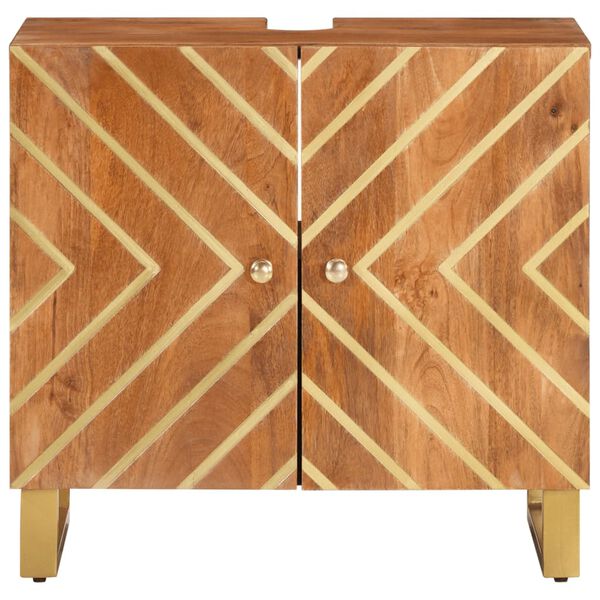 vidaXL Waschbeckenunterschrank Braun und Schwarz Massivholz Mango