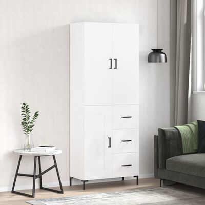 vidaXL Highboard Hochglanz-Weiß 69,5x34x180 cm Holzwerkstoff