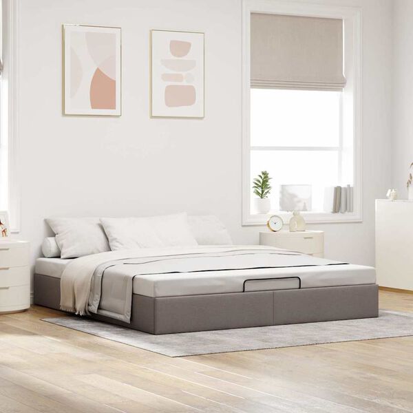 vidaXL Ottoman-Bett ohne Matratze Taupe 160x200 cm Stoff