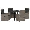 vidaXL Garten Essgruppe 5 pcs Grau Poly-Rattan
