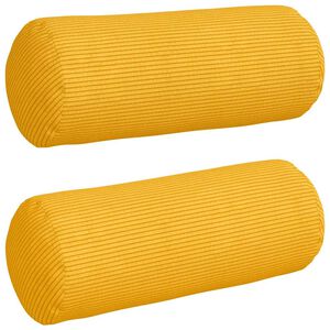 vidaXL Bolsterkissen 2 St&uuml;ck Helles Gelb &Oslash; 15 x 40 cm Cordstoff