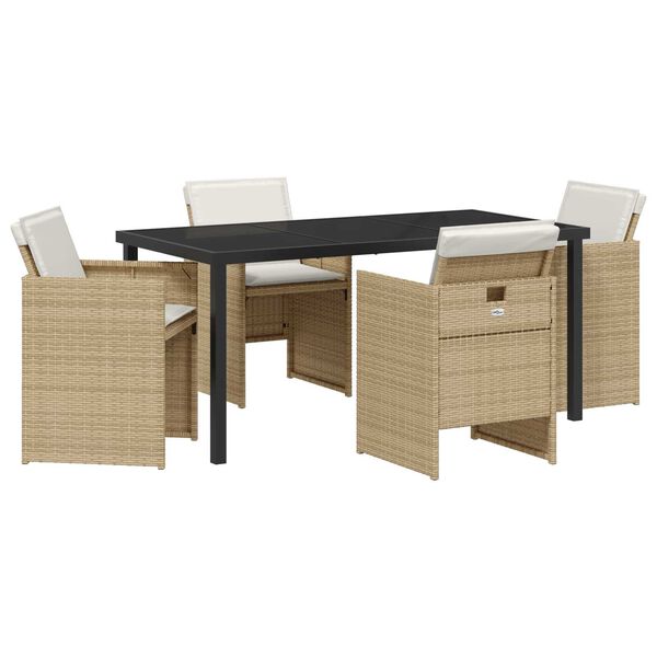 vidaXL Garten Essgruppe 5 pcs Beige Poly-Rattan