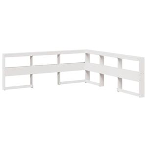 vidaXL Kopfteil mit B&uuml;cherregal L-Form Wei&szlig; 200 cm Massivholz Kiefer