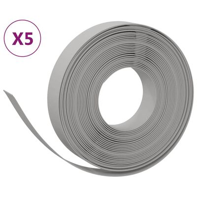 vidaXL Rasenkanten 5 Stk. Grau 10 m 10 cm Polyethylen