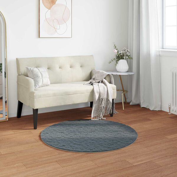 vidaXL Kunstfell Hasen Teppich Olite Anthrazit &Oslash; 100 cm Polyester