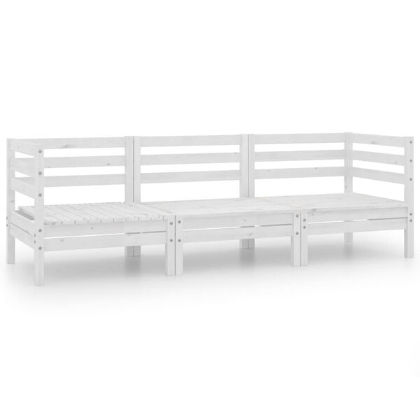 vidaXL 3-tlg. Garten-Lounge-Set Wei&szlig; Kiefer Massivholz
