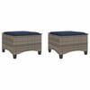 vidaXL Gartenhocker mit Kissen 2 Stk. Grau 55x55x36 cm Poly Rattan