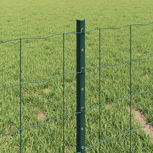 vidaXL Zaun mit Pfosten Gr&uuml;n 0,4 x 25 m Stahl und PVC