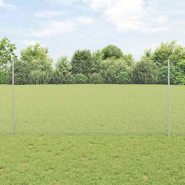 vidaXL Zaun mit Pfosten Silber 1,2 x 100 m Stahl